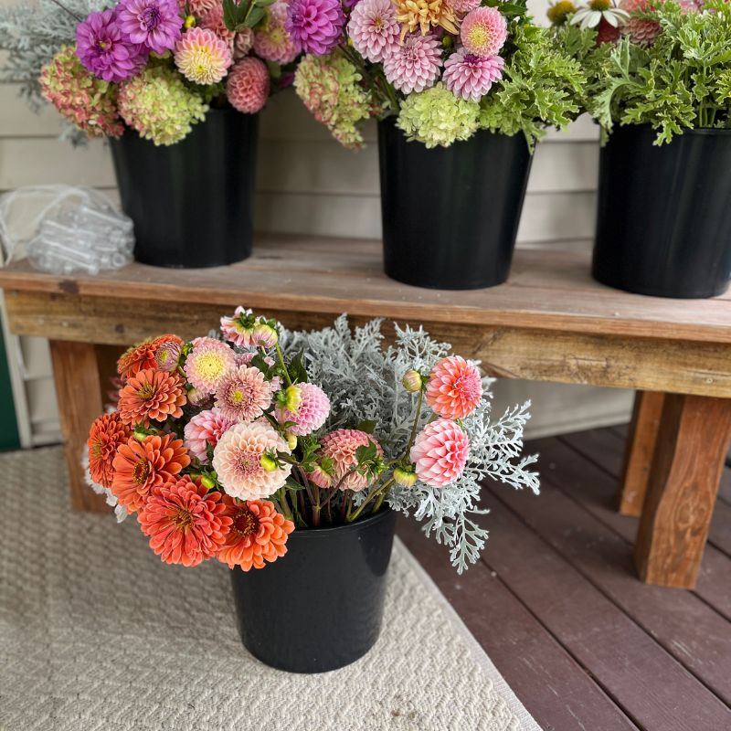 Make it yourself wedding flowers laid out for arranging